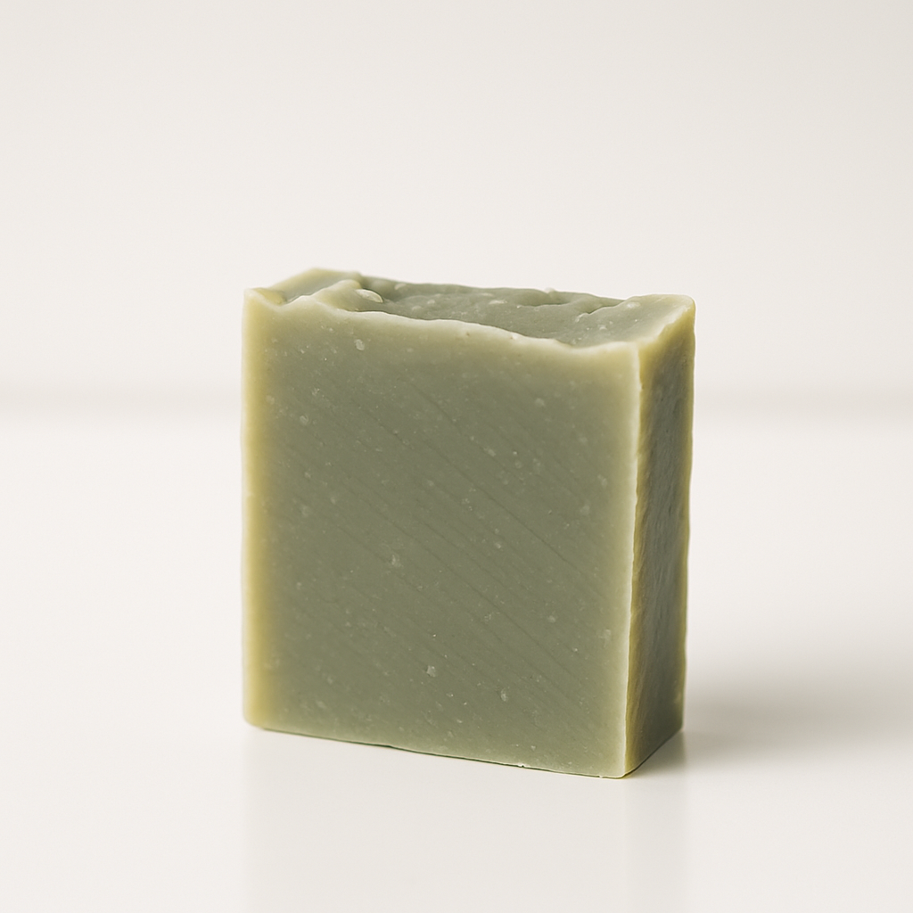 bar of mint soap on a white background