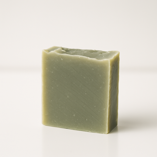 bar of mint soap on a white background